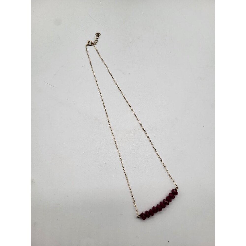 1/20th 14KT Gold Filled Chain Bar Necklace Red Faceted Beads - Picture 6 of 6